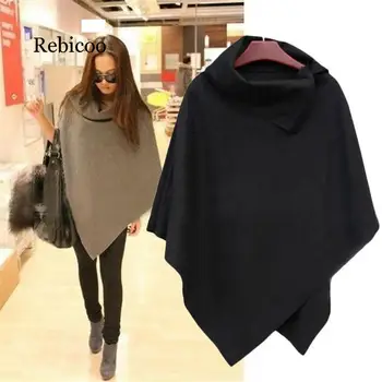 

Fashion Cape Cloak Women's Autumn Bat Bat Coat Ms. Wool Winter Irregular Hem Coat Casual Coat