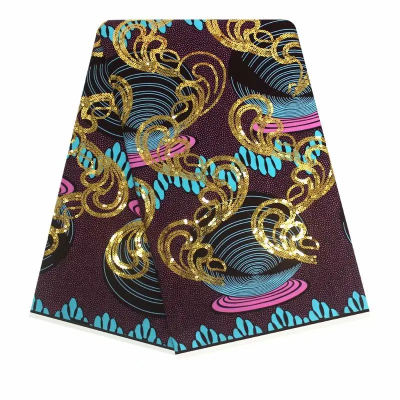 Новая мода африканская sequines Воск Печать Ткань хлопок Быстрая