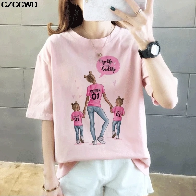 Mother's Day Gift Summer Casual Women T-shirts Ulzzang Streetwear Kawaii Print Tshirt Korean Tops Harajuku Short Sleeve T Shirt