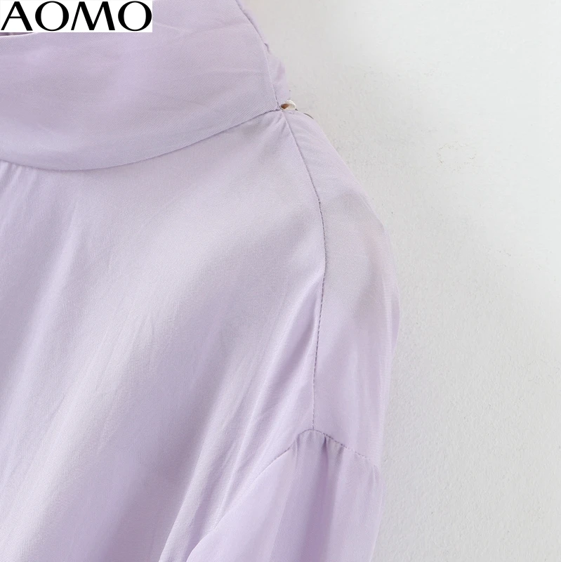 Женские блузки с открытой спиной AOMO фиолетовые однотонные рубашки длинным