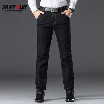 

Jantour Brand New Men's high quality Jeans Business Casual Stretch Jean Classic Trousers Denim Pants Male Black Blue 40 42 44 46