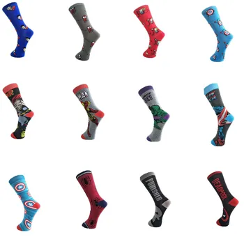

Marvel Movies Cartoon Anime Man Socks Avengers Superman Captain America Iron Man Wolverine Batman Pattern Superhero Man Socks