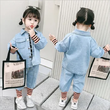 

Children's Clothing Suit For Girls Spring Autumn Denim Jacket +Pants 2PCS Suit For Children Kids Clothes Sets for 1-7 Years Old