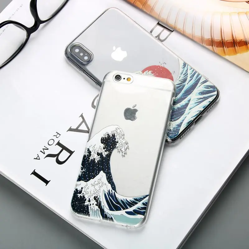 Японский морской волны океан чехол для iPhone 12 11 XS MAX XR мягкий силиконовый Летний