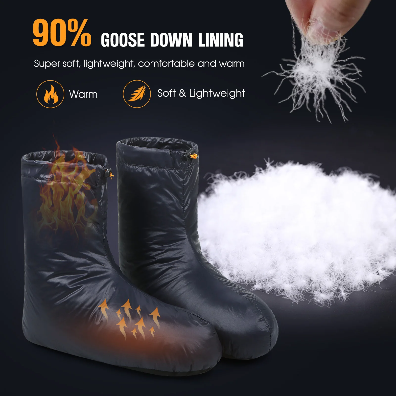 Down Slippers Winter Down Booties Socks Warm Windproof Waterproof Men Women Unisex Camping Tent
