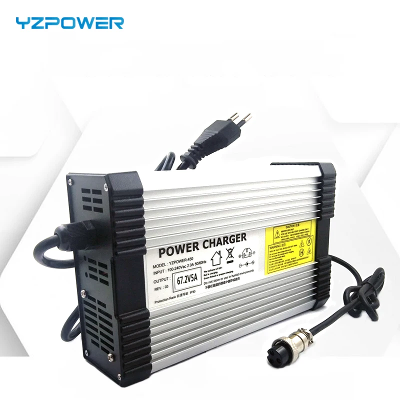 YZPOWER Fast Charger Aluminum Case 54.6V 8A 7A 6A Lithium Battery Charger For 48V Electric Power To