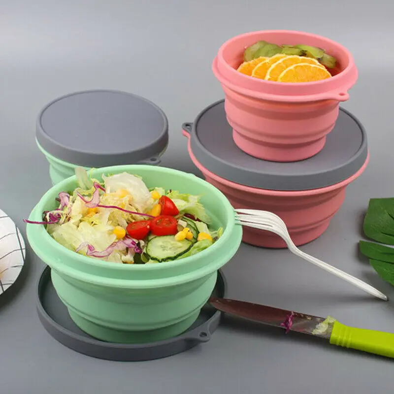 

Collapsible Silicone Bowl with Lid 500ML Expandable Food Storage Containers
