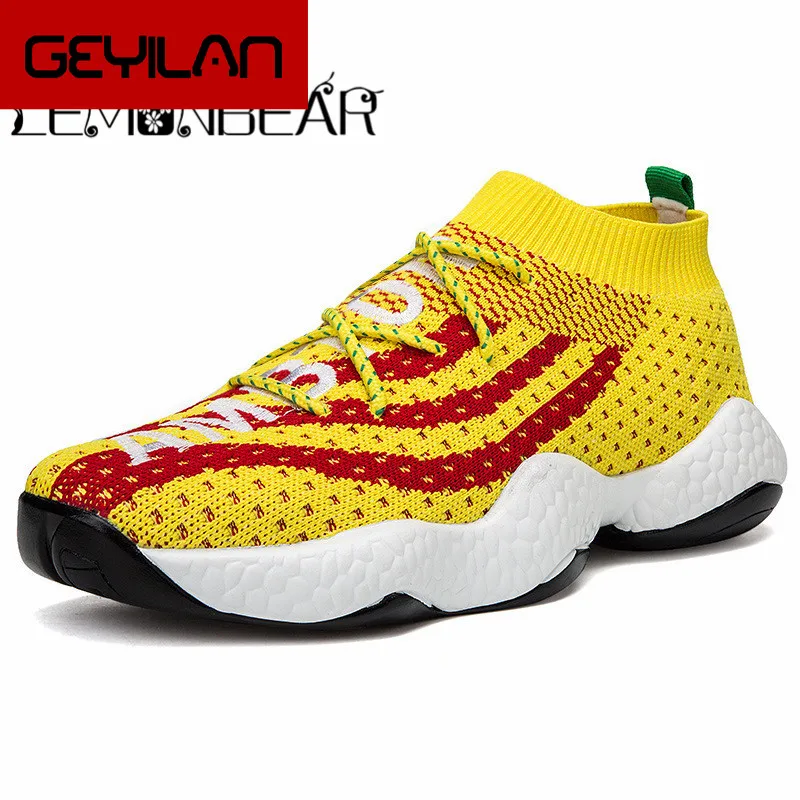 

Men Fly-knitted Shoes for Man Sneaker Size 39-44 Male Fashion Sock Shoes Designer Causal Shoes 2018 Men Autumn Colorful shoes