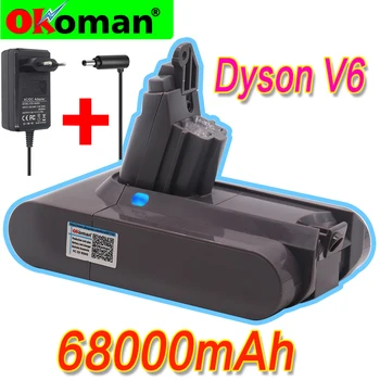 

68000mAh 21.6V 12.8Ah Li-ion Battery for Dyson V6 DC58 DC59 DC61 DC62 DC74 SV09 SV07 SV03Vacuum Cleaner Battery+charger