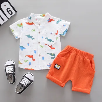 

Summer kids clothing kids clothes set boy print cartoon shirt short sleeve + boy pants 2piece set Baby clothing