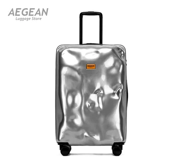 

Rolling Luggage Spinner Aluminium Frame Travel Bag Women Vintage Trolley 20 inch Men Carry On Suitcases Wheel