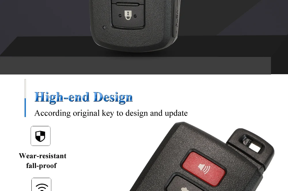 Jinyuqin 4 кнопки дистанционного ключа оболочки чехол умный корпус для ключей от автомобиля Fob Uncut Blade для Toyota Avalon Camry RAV4 Corolla Highlander