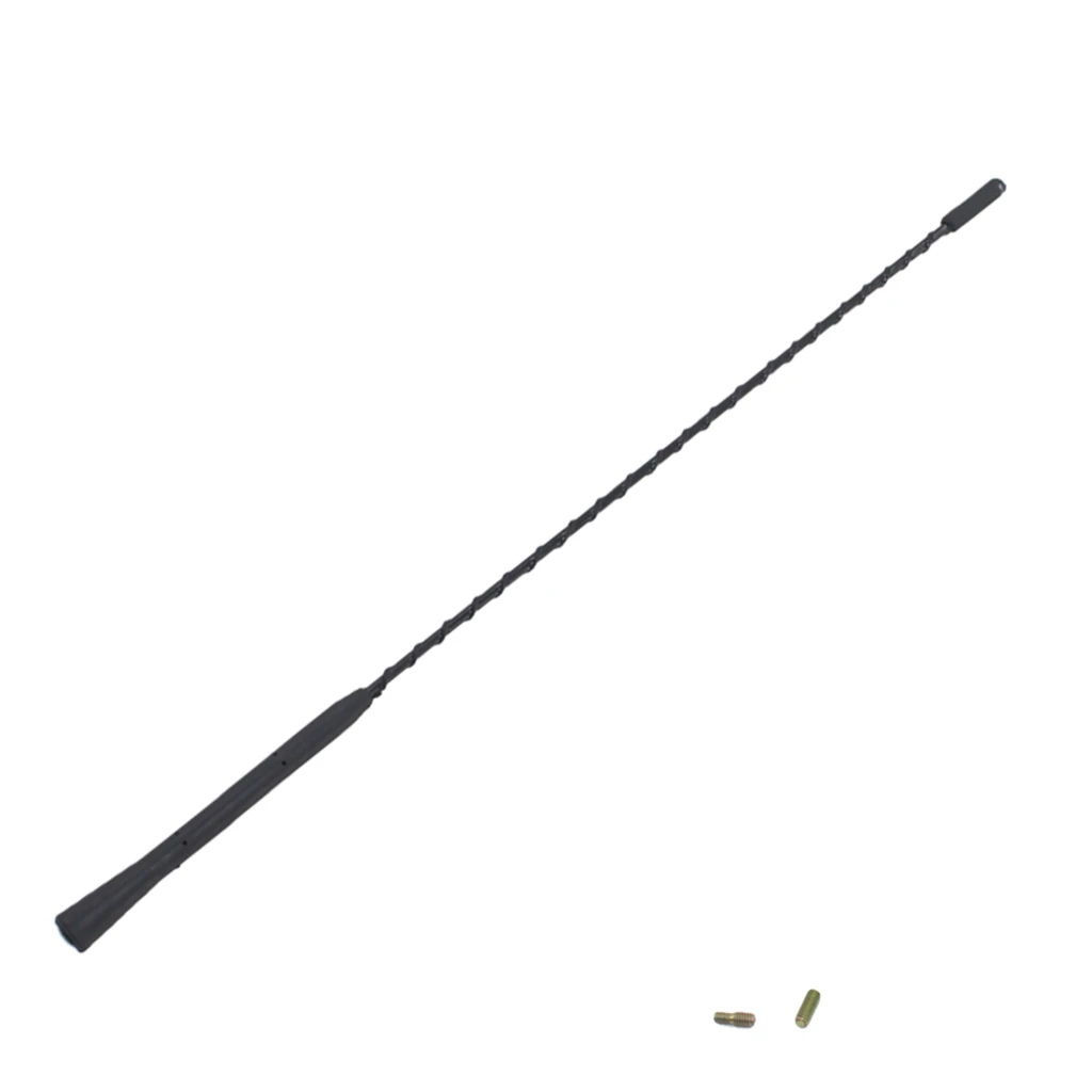 16 in Universal Black Real Metal Short Screw-On Mast Car Antenna