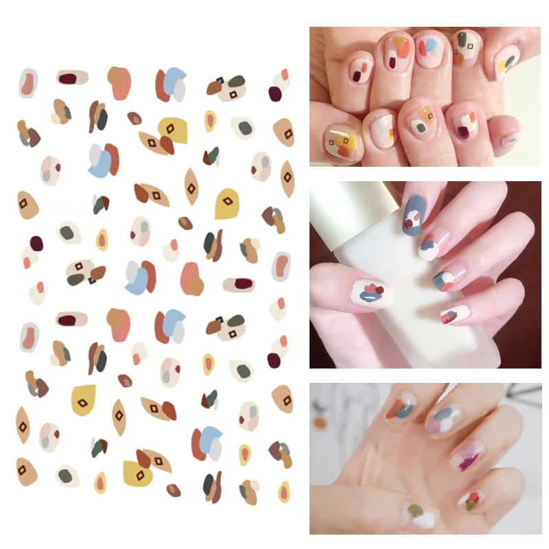 

1 Sheet Cute Girly 3D Transfer Stickers Mixed Patterns Nail Sticker Flowers Self-adhesive Decals Nail Art Decorations