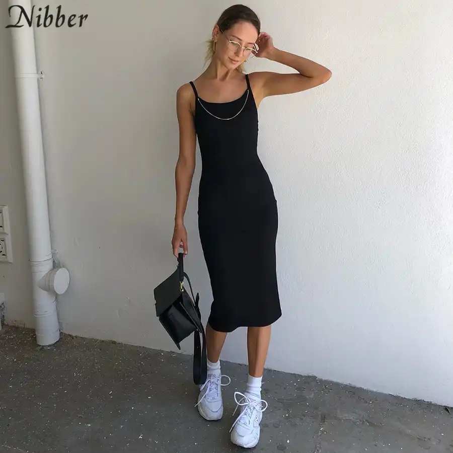 black midi dress outfit casual