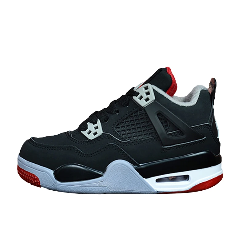 2019 Retro 4 AIR JORDAN zapatos de baloncesto para niños con tatuaje de negro gato blanco cemento niño niña Zapatillas deportivas|Calzado baloncesto| - AliExpress