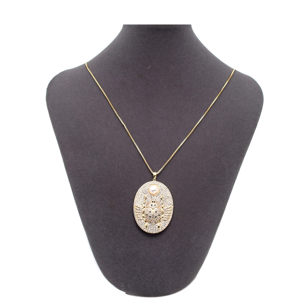 

Long Sweater Necklace Chains Gold Ladybug Pendant with Cubic Zirconia for Women Party Jewelry 4998