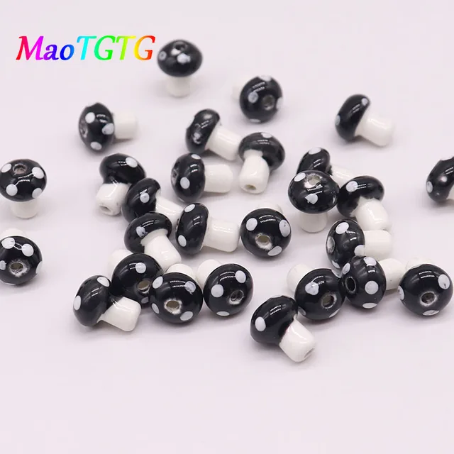 10x12mm Ceramic Mushroom Beads For Jewelry Making Necklace Bracelet Mix Color Handmade Ceramic Spacer Bead Accessories Wholesale A10