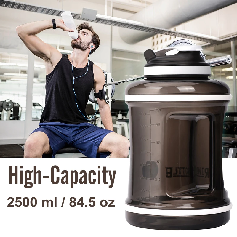 2.5L/85ozGym бутылка с высоким содержанием воды, бутылка для воды без бисфенола, шейкер для протеина, пластиковая бутылка для воды, рукоятка, фитнес-бег, спортивный чайник