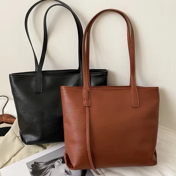 

Fashion Simple Handbags Totes For Women 2020 PU Leather Large Capacity Shoulder Bags Travel Portable Ladies Daily Shopping Bag