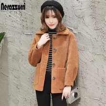 Nerazzurri, женские пальто из овчины, зимние, теплые, размера плюс, плюш, искусственный мех, пальто, обычные, бежевые, овечья шерсть, плюшевый мишка, куртка для женщин, 5xl