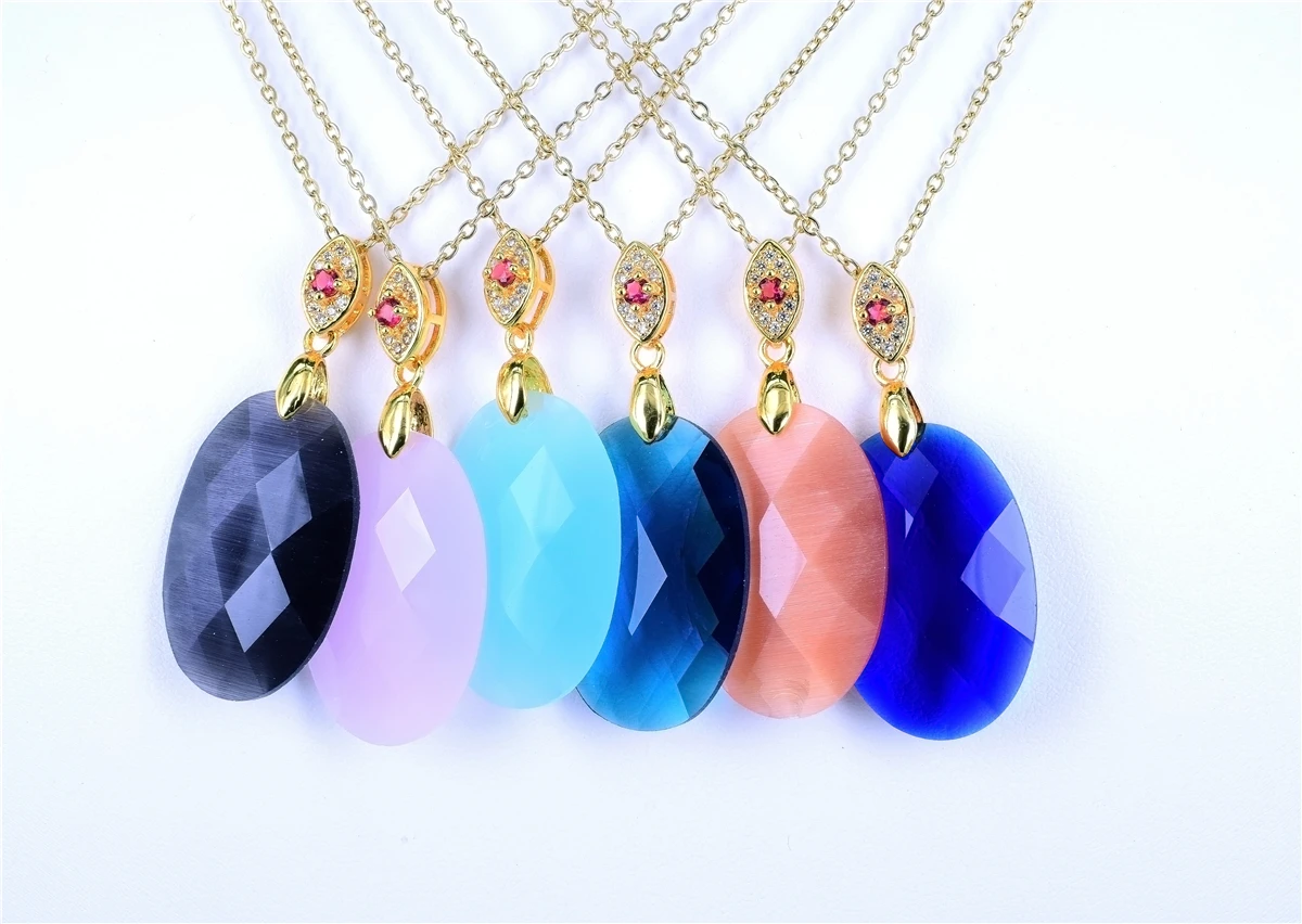 QITIS минималистичное ожерелье Ellipse K9 с кристаллом кулон кубическим цирконием