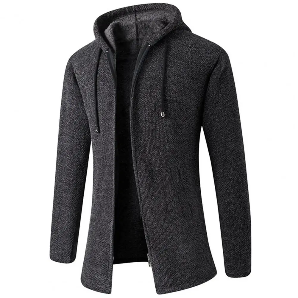 

Men Coat Hooded Extra Thick Casual Extra Warm Loose Solid Color Winter Jacket for Daily Wear