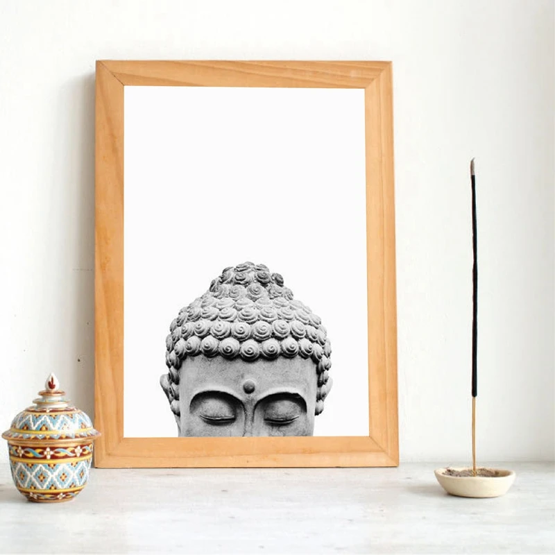 Buddha Statue Boho Wall Art Print And Poster Black White Yoga Gift Art Canvas Painting Buddha Wall Picture for Living Room Decor