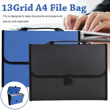 

A4 Document Bag File Folder Portable Accordion Expanding File Folder Large Capacity File Filing Bag Laptop Business Work Bag