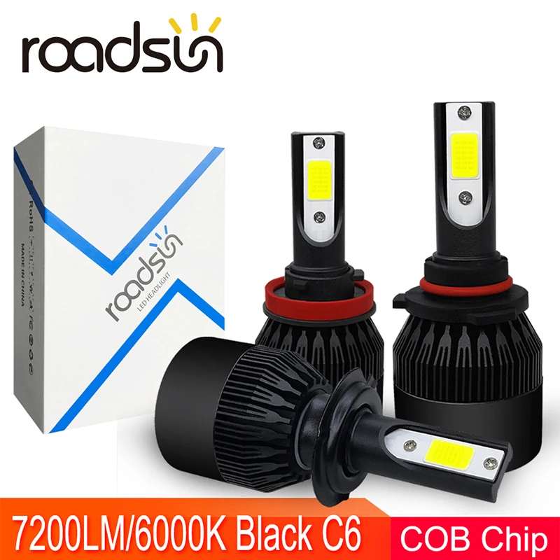 Автомобисветильник фара roadsun H7 H4 H1 светодиодный H11 9005 HB3 лампа 9006 HB4 светильник 7200LM