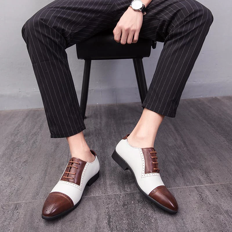 

plus size shoes Business Dress men Leather shoes Genuine Leather Trend Brand 2020 new fashion mixed-colors mouth pointed
