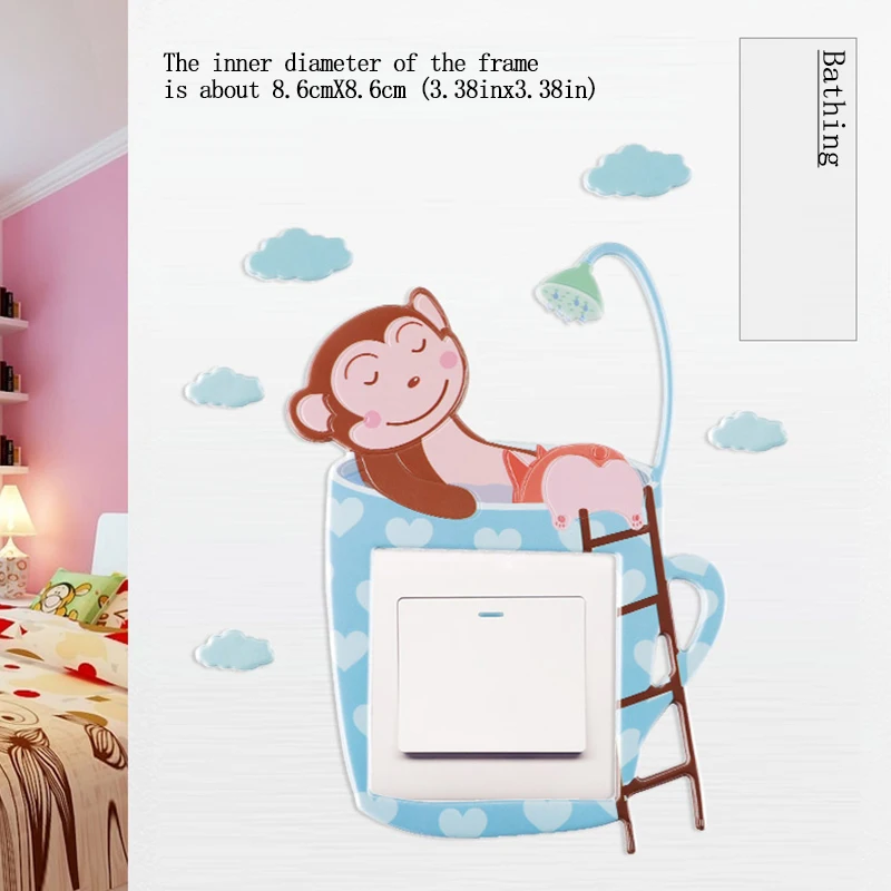 Животное Единорог чехол с обезьянками мультфильм декор комнаты 3D Силиконовый настенный выключатель светильник светящаяся милая собака Настенная Наклейка на розетку