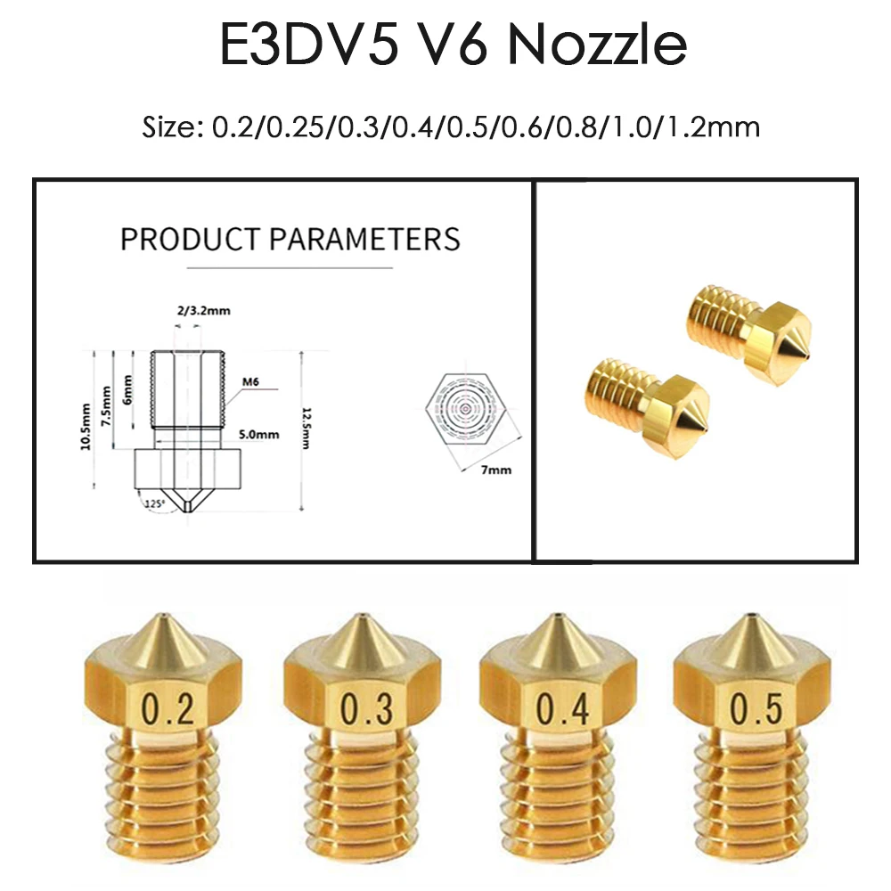 20pcs/lot 3D printer parts V6&ampV5 J-Head brass nozzle extruder nozzles 0.3/0.4/0.5mm For 1.75/3.0mm supplies | Компьютеры и офис