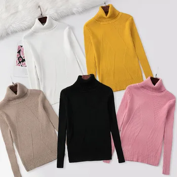 

5pcs Autumn Basic Popular Turtleneck Sweater Women Warm Thick Casual Winter Knit Jumpers Long Sleeve Pullovers Female