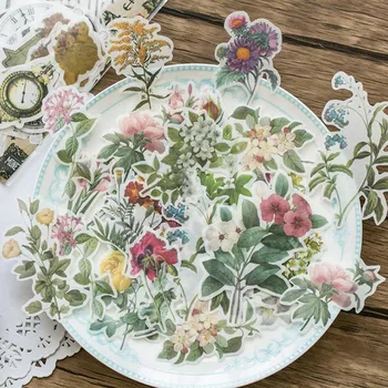 

60 Pcs/pack Vintage The Past Event Plant Flower Decorative Stickers Scrapbooking DIY Diary Album Sticker Label Gift Stationery