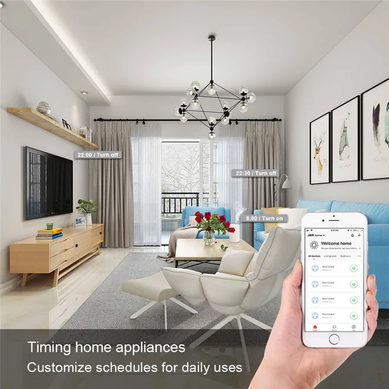 Беспроводной разъем Питания UK 13A Интеллектуальный Wifi умный таймер розетка Совместимость с Alexa Google Home умный дом