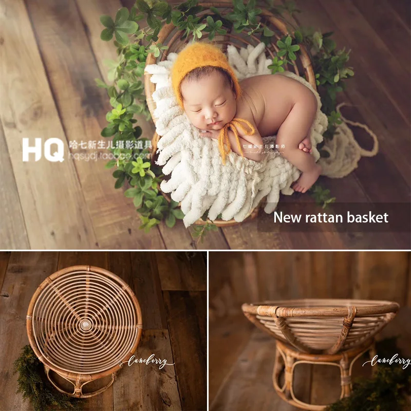 newborn photography accessories Photo Shooting props Baby Infant Vintage woven basket recién nacido 