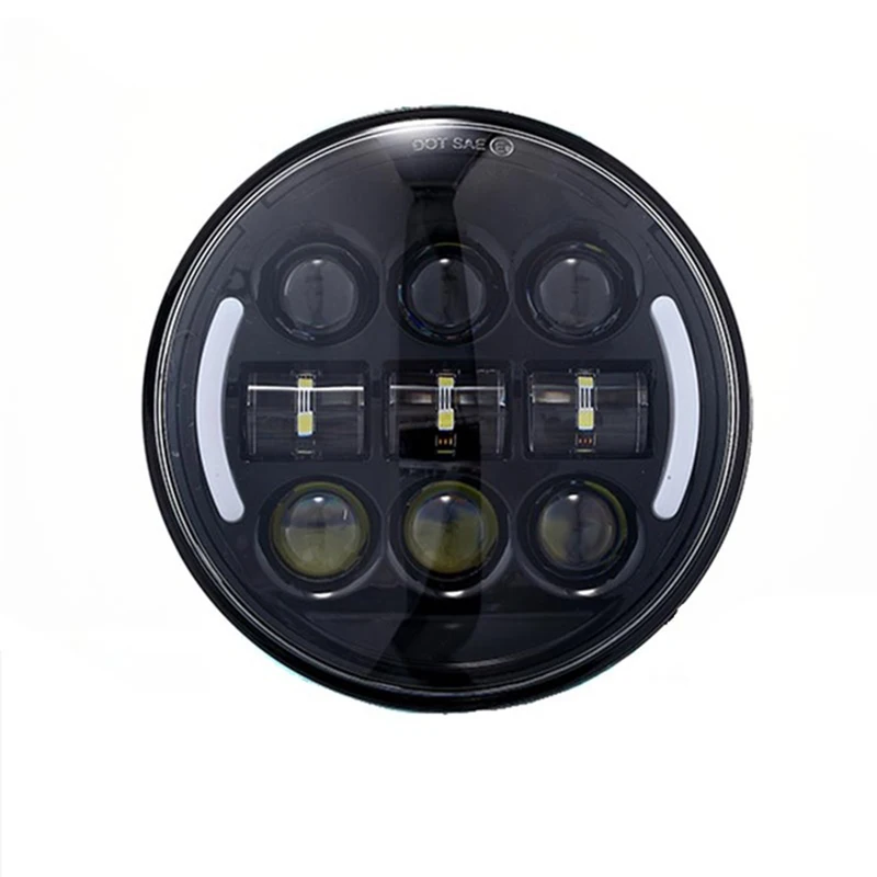 Мотоциклетный головной светильник, 5-3/4 5,75 дюймов 45 Вт светодиодный головной светильник с DRL налобным фонариком, проектор, светильник для вождения Dyna Sportster, индийский - Цвет: B-black