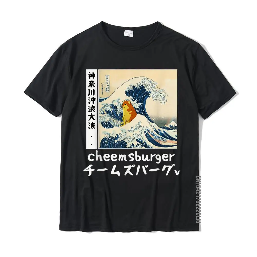 Special Men Top T-shirts Crew Neck Short Sleeve 100% Cotton Custom Tops Shirts Crazy Top T-shirts Free Shipping FUNNY THE GREAT WAVE KAWAI CHEEMS DOGE JAPANESE STYLE T-Shirt__33823 black