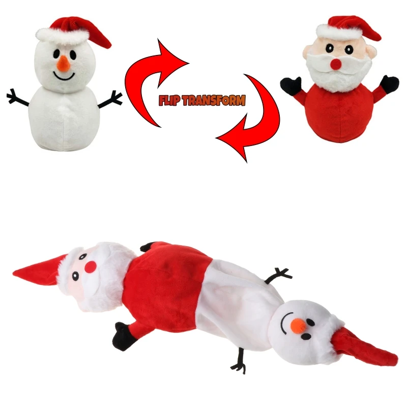 

Christmas Reversible Santa Snowman Toy Cute Double Sided Flip Plush Doll Gift