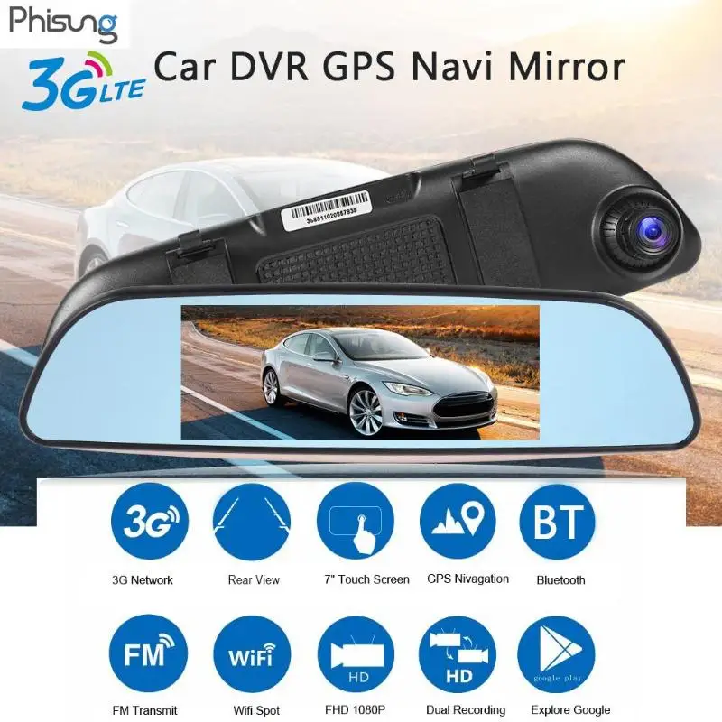 3G Android DVR Dashcam GPS Nav Dual Objektiv Rückspiegel Auto Kamera Maximale Unterstützung für 32G