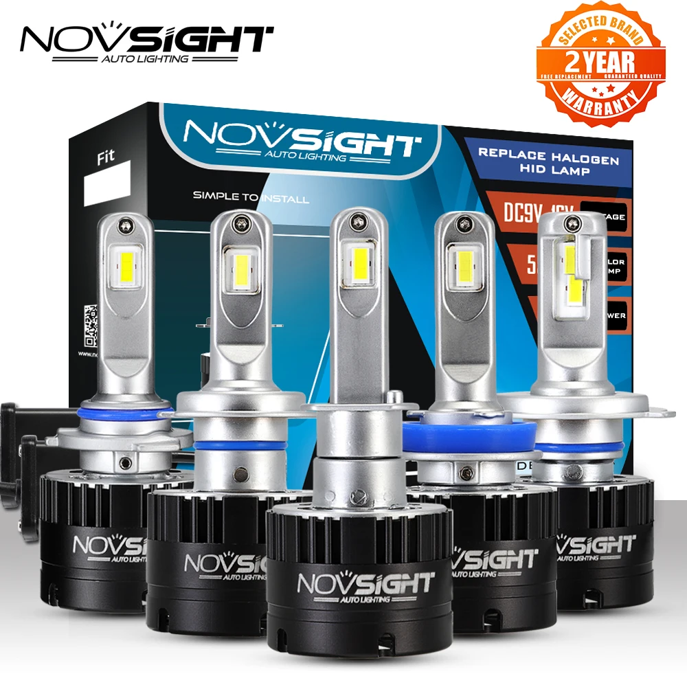 NOVSIGHT автомобильный головной светильник H7 H4 светодиодный H8/H11 HB3/9005 HB4/9006 H1 80 Вт 14400lm