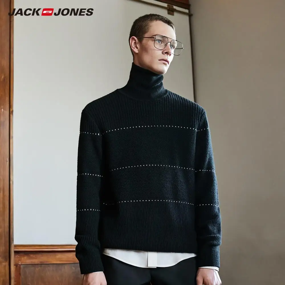 JackJones мужской зимний Однотонный свитер с высоким воротом 219324501