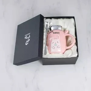 Керамическая чашка с крышкой, ложка, кружка для кофе, молока, чашка для пары, креативные кофейные кружки, креативная чайная кружка, рождественские кружки, кофейные кружки - Цвет: 420ML gift box