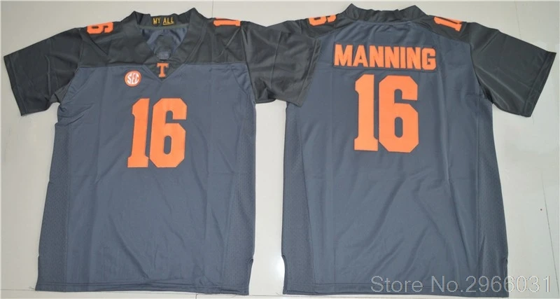 Black Tennessee Peyton Manning 16 колледж Джерси-белый черный оранжевый сшитый Размер S-3XL - Цвет: Black