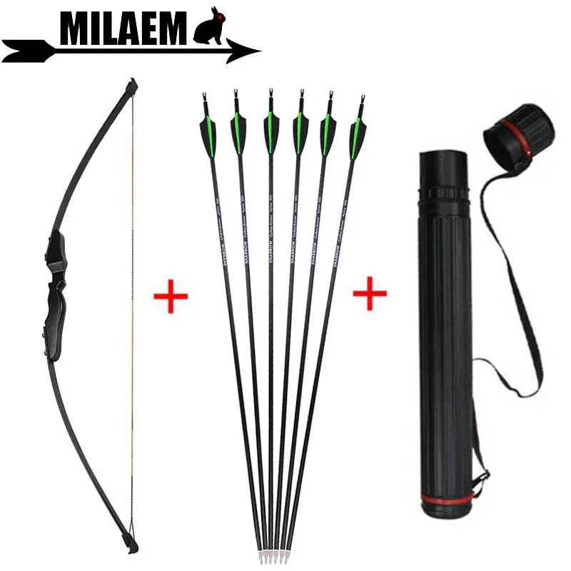 

30/40lbs Archery Recurve Bow And Arrow Set Black Bow With Carbon Arrow 30inchAnd Arrow Quiver RH/LH Hunting Shooting Accessories
