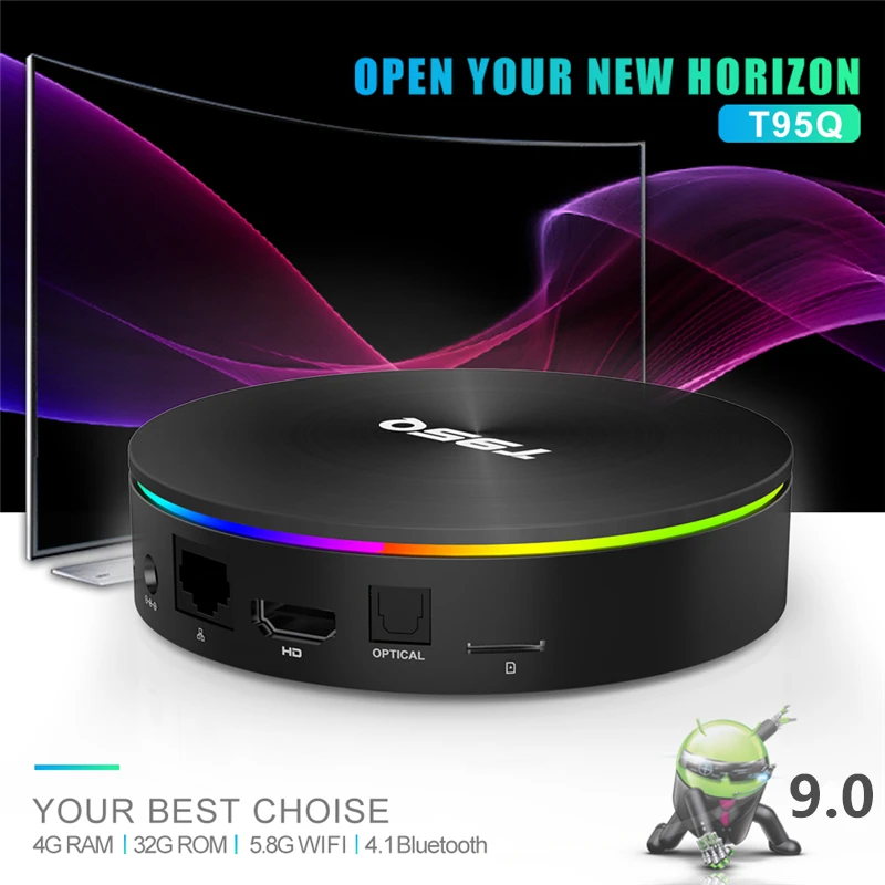 HAAYOT Новый T95Q tv box Android 9,0 tv BOX 4 ГБ 32 ГБ Amlogic S905X2 четырехъядерный 2,4 + 5,8 ГГц двойной WiFi медиаплеер с гарнитурой Smartbox