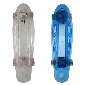 

22 Inch Banana Skateboard with LED Light Single Rocker the Deck and Wheels All Flashing Mini Skateboard