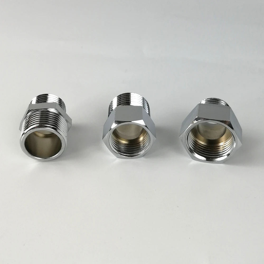 Pipe Fitting Chrome Brass Adapter Pipe Fitting Male Female G1/2 NPT 7/8 USA Bathroom T adapter 1pc