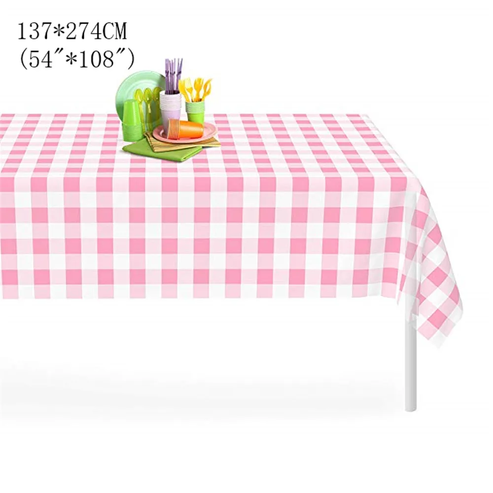 Cartoon Minnie Mouse birthday party decorations kids Disposable tableware Plates Cups Baby Shower Birthday Party Supplies - Цвет: Pink whiteablecloth